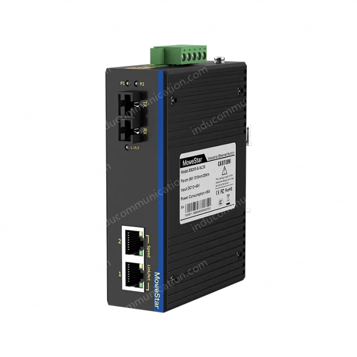 1 Port 100M F(x) + 2 Ports 10/100M T(x) Din Rail Industrial media converter