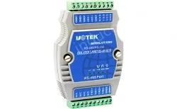 UOTEK DIN-Rail Industrial RS-232/RS-485 to 2 Ports RS-485 Hub