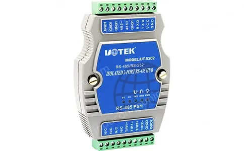 UOTEK DIN-Rail Industrial RS-232/RS-485 to 2 Ports RS-485 Hub