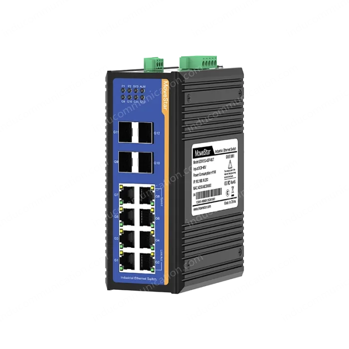 4 Ports Gigabit SFP + 8 Ports Gigabit RJ45 Din-Rail Managed Industrial Ethernet Switch