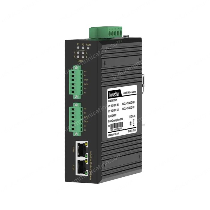 4 Ports RS485 to 2 Ports Ethernet Modbus Industrial Smart Gateway