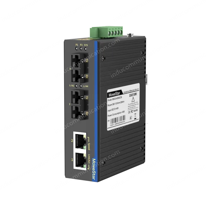 2 Ports 100M F(x) + 2 Ports 10/100M T(x) Din-Rail Unmanaged Industrial Ethernet Switch