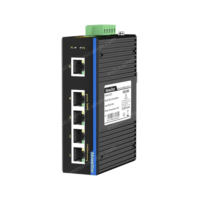 5 Ports 10/100M T(x) Din-Rail Unmanaged Industrial Ethernet Switch