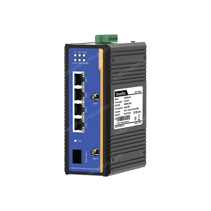 1 Port Gigabit SFP + 4 Ports Gigabit RJ45 Din-Rail Dual Band Wi-Fi6 Wireless Router