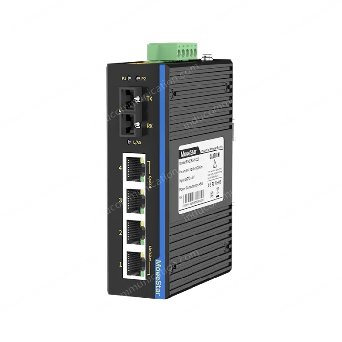 1 Port 100M F(x) + 4 Ports 10/100M T(x) Din-Rail Unmanaged Industrial Ethernet Switch