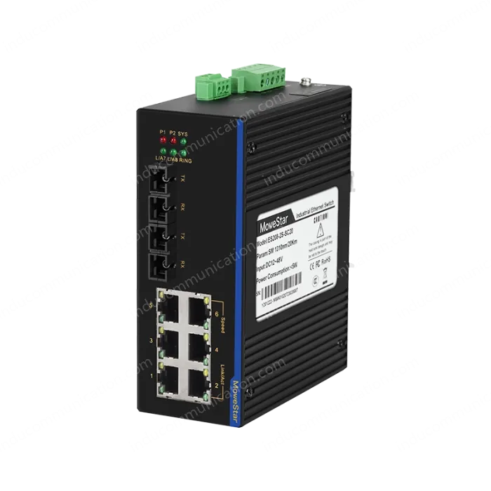 2 Ports 100M F(x) + 6 Ports 10/100M T(x) Din-Rail Unmanaged Industrial Ethernet Switch