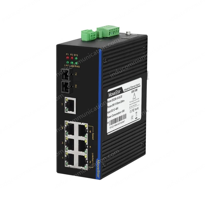 1 Port 100M F(x) + 7 Ports 10/100M T(x) Din-Rail Unmanaged Industrial Ethernet Switch