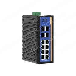 4 Ports Gigabit SFP + 8 Ports Gigabit RJ45 Din-Rail Managed Industrial Ethernet Switch