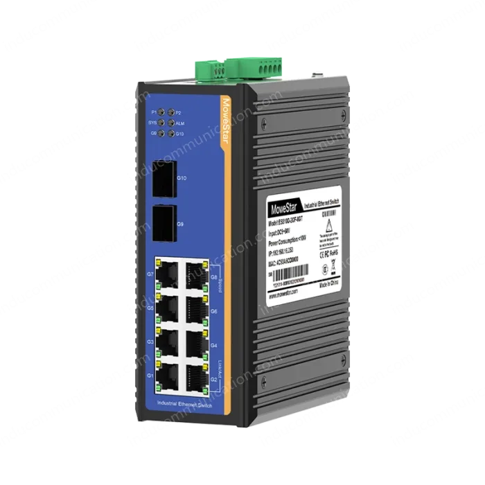 2 Ports Gigabit SFP + 8 Ports Gigabit T(x) Din-Rail Managed Industrial Ethernet Switch