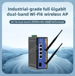 1 Port Gigabit SFP + 4 Ports Gigabit RJ45 Din-Rail Dual Band Wi-Fi6 Wireless Router